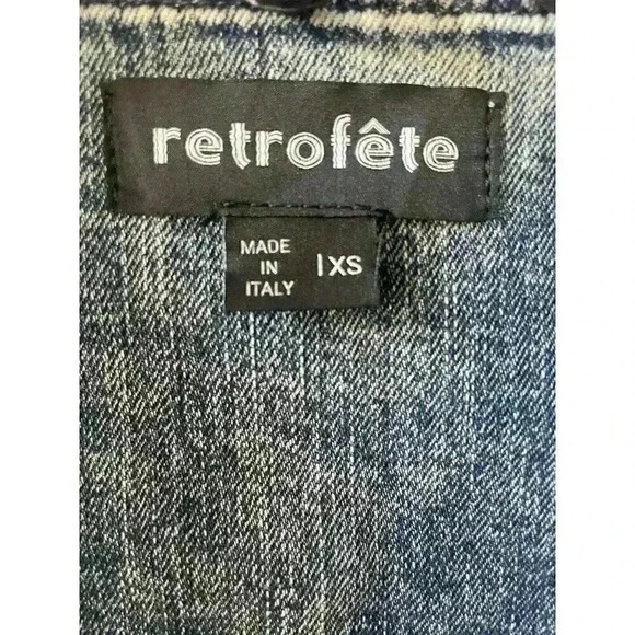 NEW Retrofete Zelda Wrap Dress Sienna Blue Denim V-Neck Puff Sleeve Sz XS - Picture 15 of 15